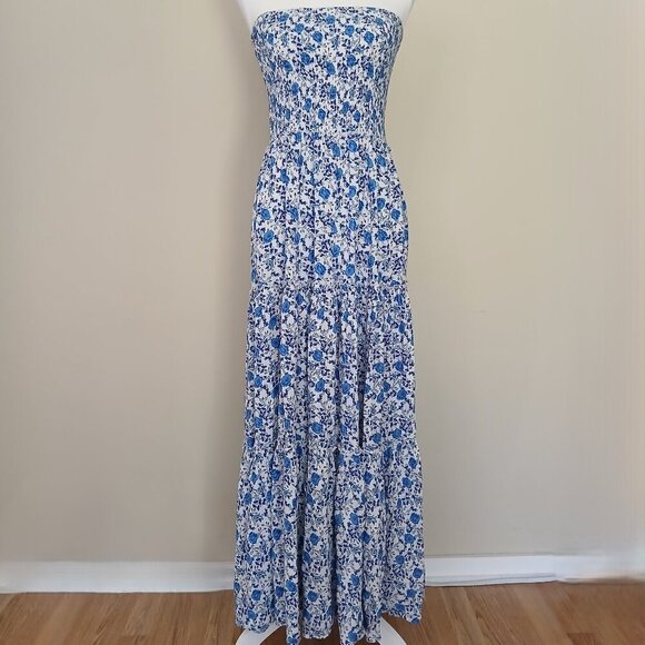 Anthropologie Abel The Label Tiered Strapless Smocked Maxi Dress Size XS - Picture 1 of 6